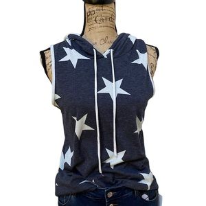 7th Roy blue/ white star patterned sleeveless sweater
